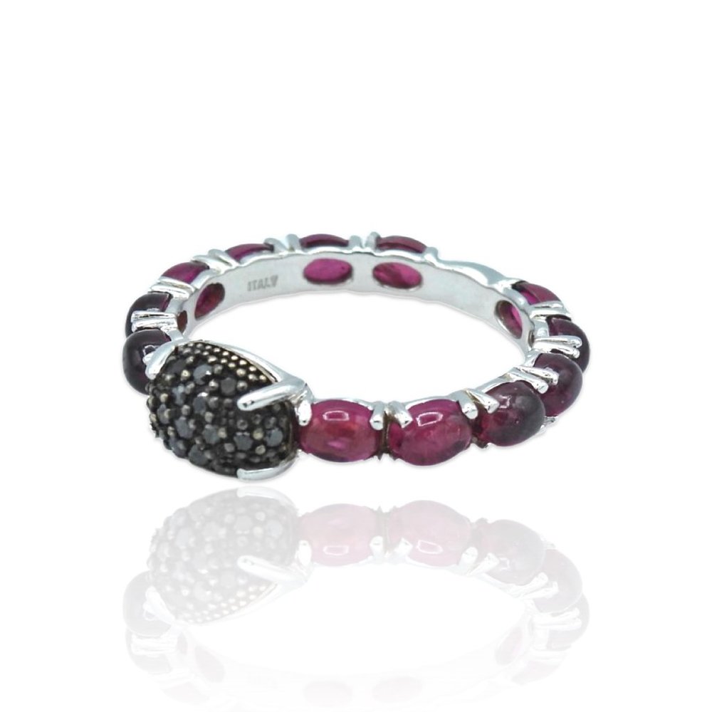Superoro 18K White Gold Diamond Tourmaline Ring